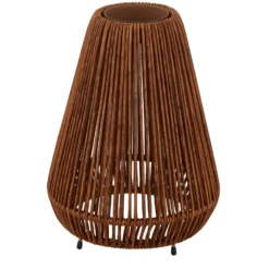 Lindby LED-Solarleuchte Amaria, Rattan, dunkel, Ø 27 cm