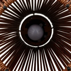 Lindby LED-Solarleuchte Amaria, Rattan, dunkel, Ø 27 cm