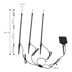 Lindby LED-Solarleuchte Balian, 3er-Set, schwarz, Alu, 3000K