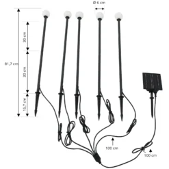 Lindby LED-Solarleuchte Freydis, 5er-Set, schwarz, 2.000 K