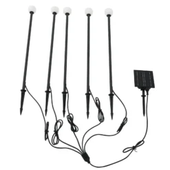 Lindby LED-Solarleuchte Freydis, 5er-Set, schwarz, 2.000 K
