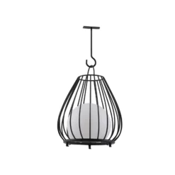 Lindby LED-Solarleuchte Kelda, schwarz, Metall, 38cm, dim.