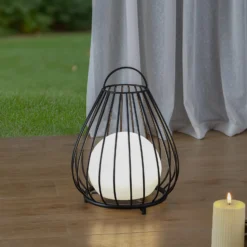 Lindby LED-Solarleuchte Kelda, schwarz, Metall, 38cm, dim.