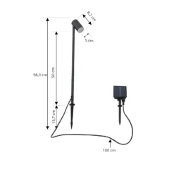 Lindby LED-Solarleuchte Myric, schwarz, Aluminium, 3.000 K