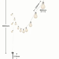 Lindby LED-Solar-Lichterkette Lampini, 200 cm, schwarz, IP44