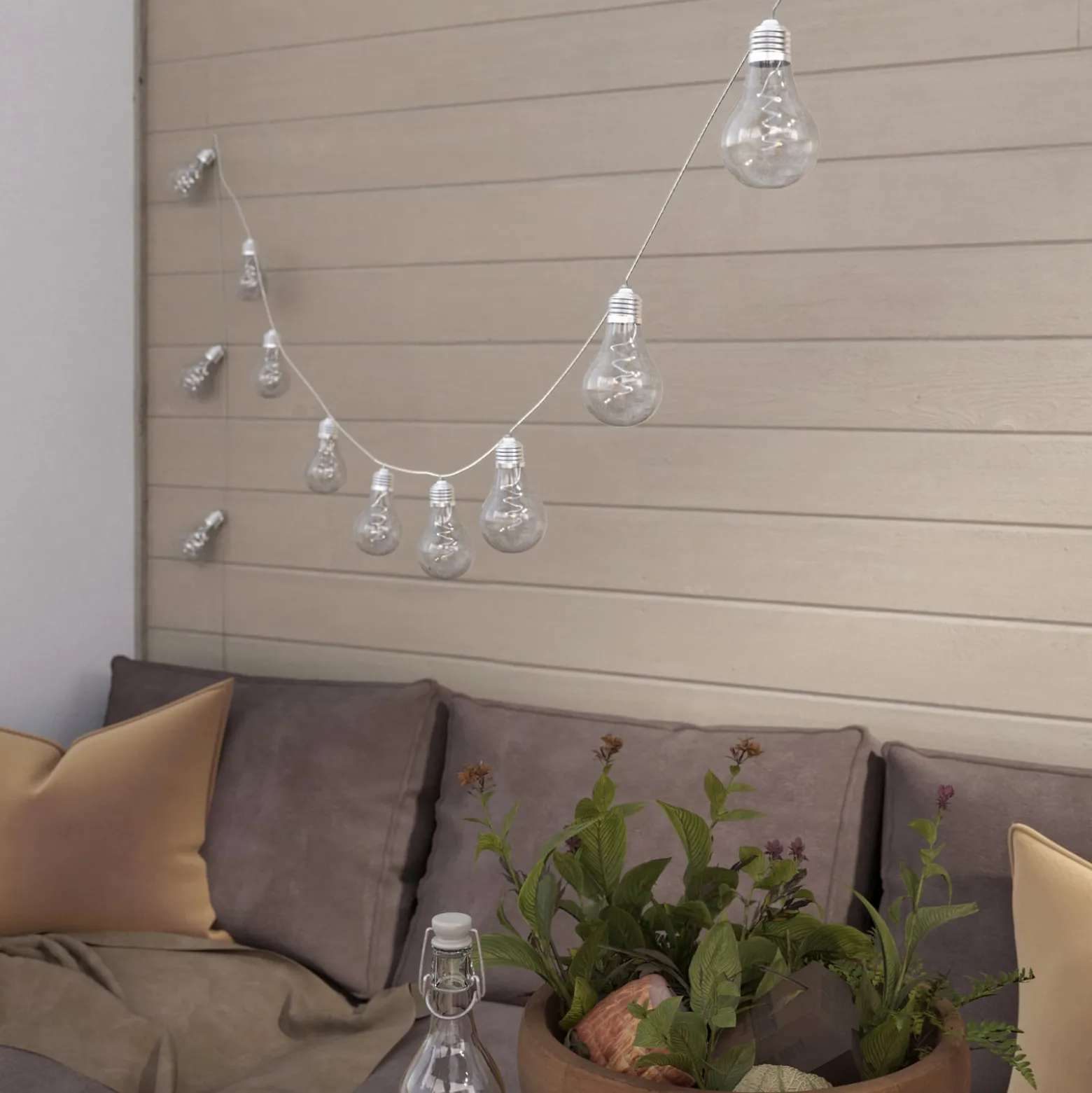 Lindby LED-Solar-Lichterkette Lampini, 200 cm, schwarz, IP44