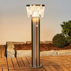 Lindby LED-Solar-Sockelleuchte Antje, Bewegungsmelder, IP44