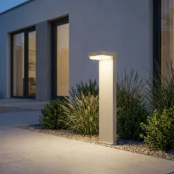 Lindby LED-Solar-Sockelleuchte Eleazar, weiß, Alu, Sensor