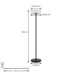 Lindby LED-Solar-Stehlampe Samine, schwarz, Metall, dimmbar