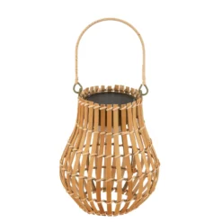 Lindby LED-Solar-Terrassenleuchte Amaria, Bambus, Ø 18 cm