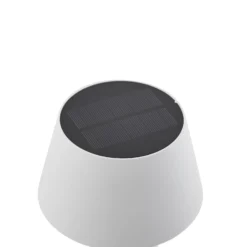 Lindby LED-Solartischlampe Lirinor, weiß, Kunststoff, Ø 13cm
