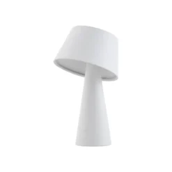 Lindby LED-Solartischlampe Lirinor, weiß, Kunststoff, Ø 13cm