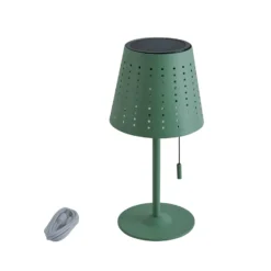 Lindby LED-Solar-Tischleuchte Hilario, grün, Eisen, Akku