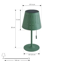 Lindby LED-Solar-Tischleuchte Hilario, grün, Eisen, Akku