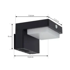 Lindby LED-Solarwandlampe Eleazar, schwarz, Sensor