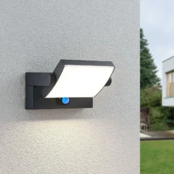 Lindby LED-Solarwandlampe Sherin, anthrazit, Sensor, IP54