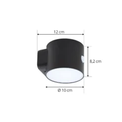 Lindby LED-Solar-Wandleuchte Amren, schwarz, ABS, Sensor