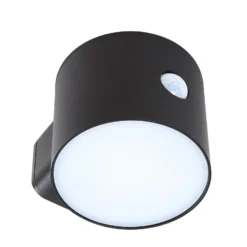 Lindby LED-Solar-Wandleuchte Amren, schwarz, ABS, Sensor