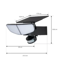 Lindby LED-Solarwandleuchte Naelin, schwarz, Sensor, IP44
