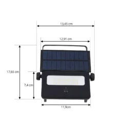 Lindby LED-Solar-Wandleuchte Rikard, schwarz, Edelstahl