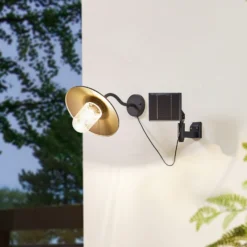 Lindby LED-Solarwandleuchte Virane, schwarz, Aluminium