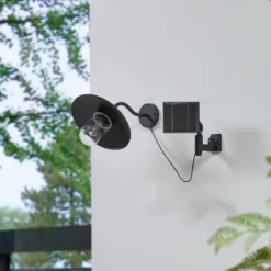 Lindby LED-Solarwandleuchte Virane, schwarz, Aluminium