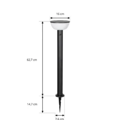 Lindby LED-Solarwegeleuchte Obintu, schwarz, 63 cm, Sensor