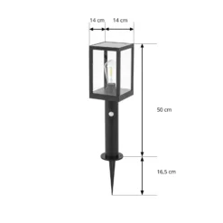 Lindby LED-Solar-Wegeleuchte Relto, Sensor, Erdspieß, 50 cm