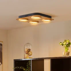 Lindby LED-Spot Joren, Holz, 38 x 38 cm, 4-flammig, 3.000 K