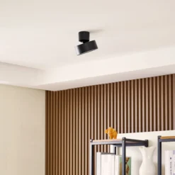 Lindby LED-Strahler Nivoria, Ø 14 cm, schwarz, schwenkbar