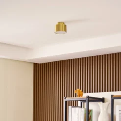 Lindby LED-Strahler Nivoria, 11 x 9 cm, goldfarben, Metall