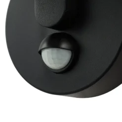 Lindby LED-Wandlampe Capelo, schwarz, Metall, Sensor, Ø20cm