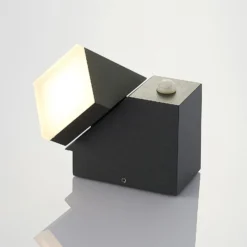 Lindby LED-Wandleuchte Sally, 15 cm, anthrazit, IP54, Sensor