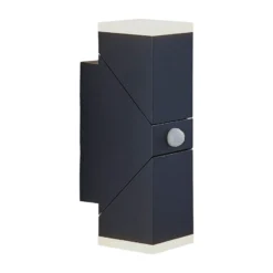 Lindby LED-Wandleuchte Sally, 22 cm, anthrazit, IP54, Sensor
