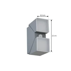 Lindby LED-Wandleuchte Sally, 22 cm, grau, IP54, Sensor