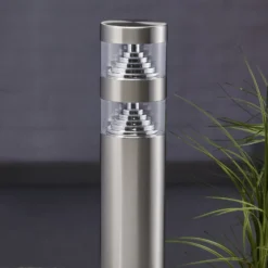 Lindby LED-Wegeleuchte Lanea, 60 cm, grau, Edelstahl, IP44