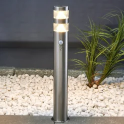 Lindby LED-Wegeleuchte Lanea, 60 cm, grau, Sensor, IP44