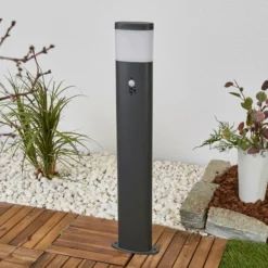 Lindby LED-Wegeleuchte Obri, 80 cm, anthrazit, Sensor