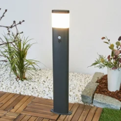 Lindby LED-Wegeleuchte Obri, 80 cm, anthrazit, Sensor
