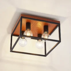 Lindby Miravi Deckenleuchte, Holz, vierflammig