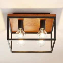 Lindby Miravi Deckenleuchte, Holz, vierflammig