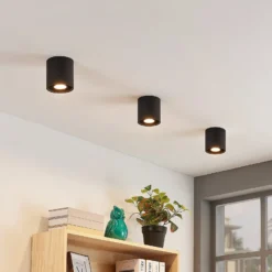 Lindby Parvin Aluminium-Downlight, rund, schwarz