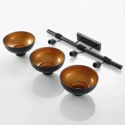 Lindby Pendellampe Emna, 3-flg., schwarz/gold, Metall, 101cm