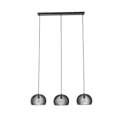 Lindby Pendellampe Jusra, 99cm, 3-flg., schwarz, Metall, E27