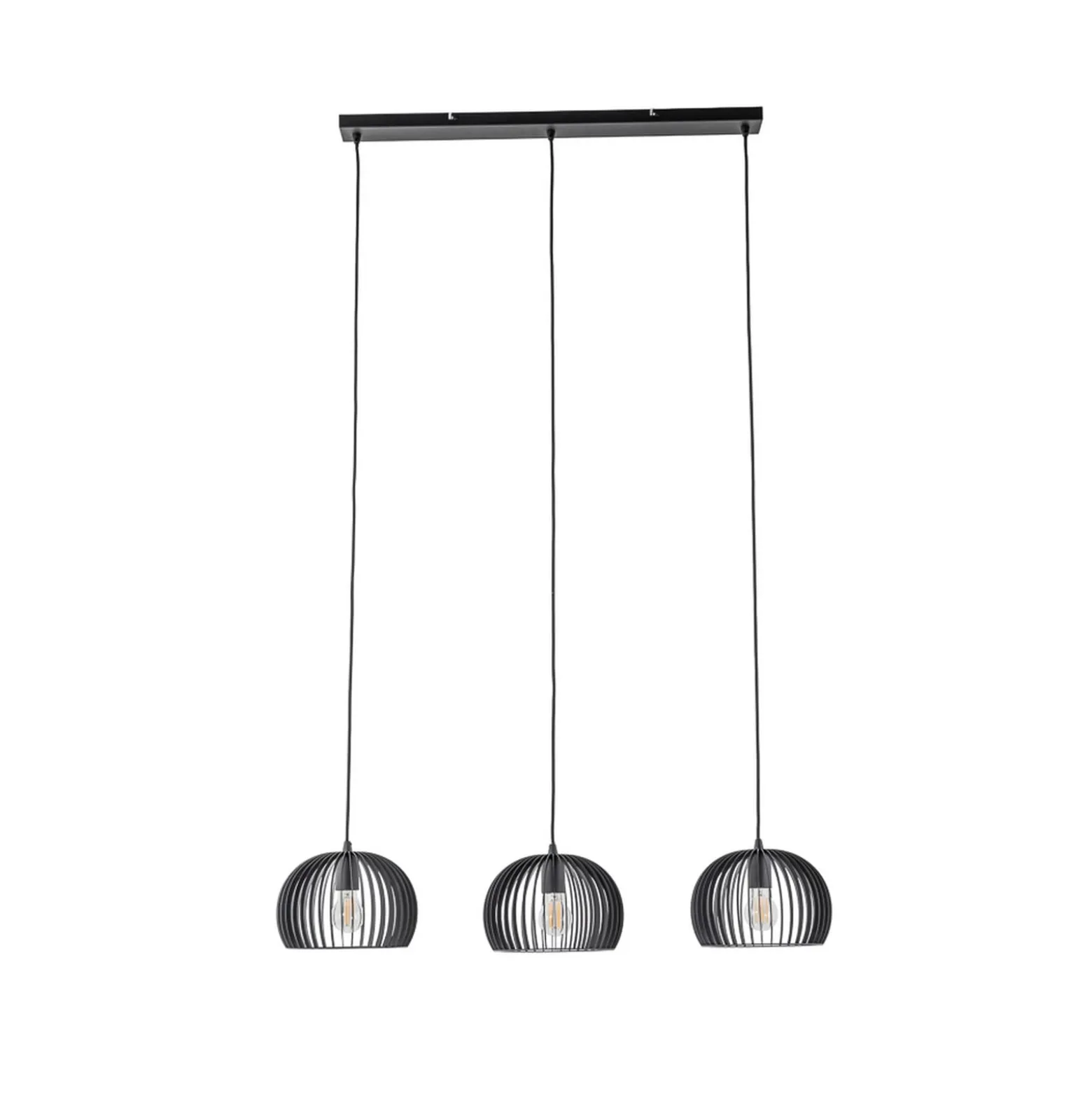Lindby Pendellampe Jusra, 99cm, 3-flg., schwarz, Metall, E27