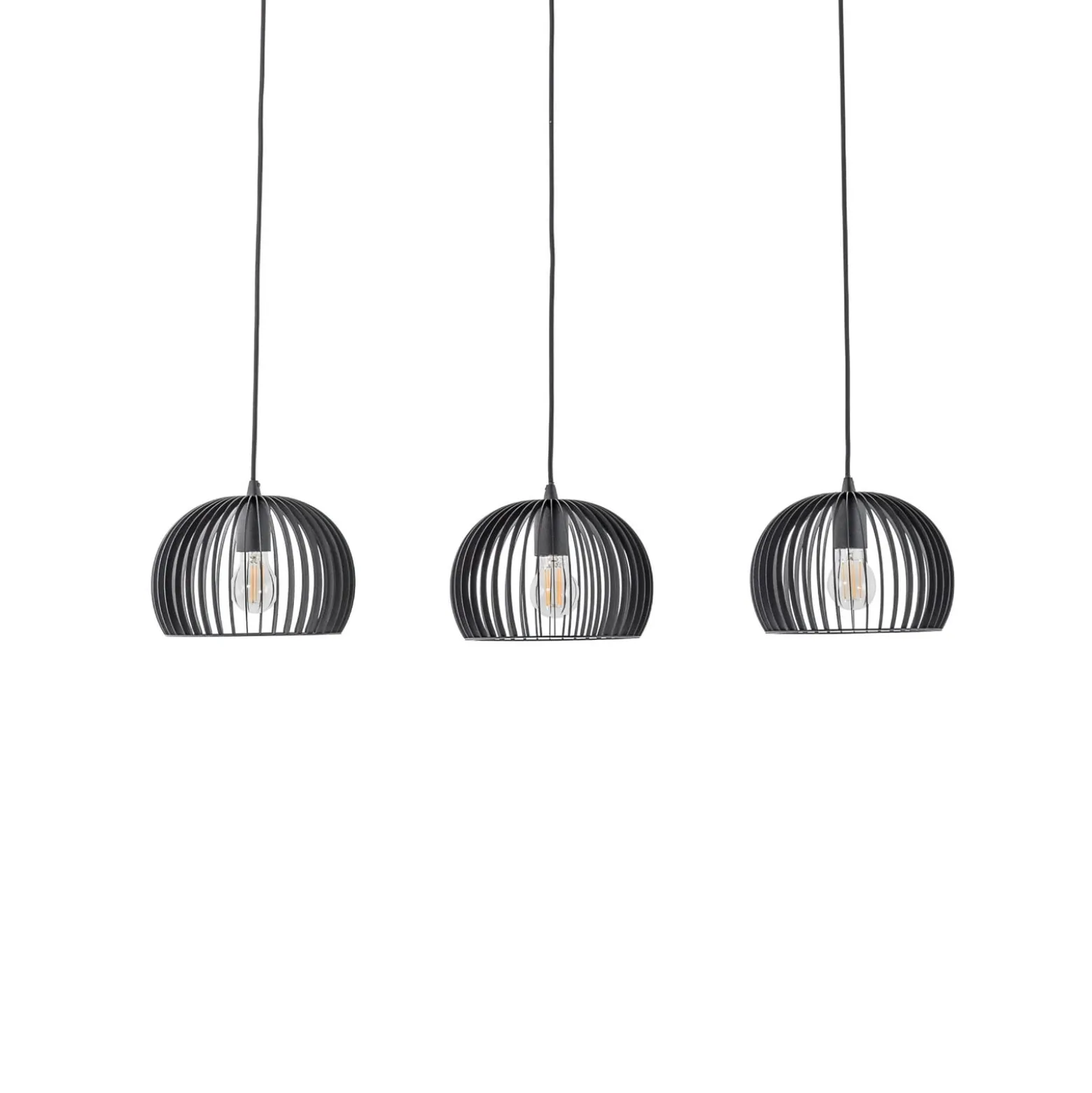 Lindby Pendellampe Jusra, 99cm, 3-flg., schwarz, Metall, E27