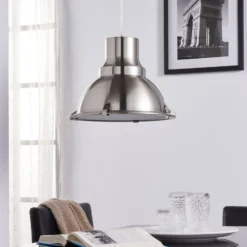 Lindby Pendellampe Letty, Ø 39 cm, nickelfarben, Metall, E27