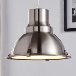 Lindby Pendellampe Letty, Ø 39 cm, nickelfarben, Metall, E27