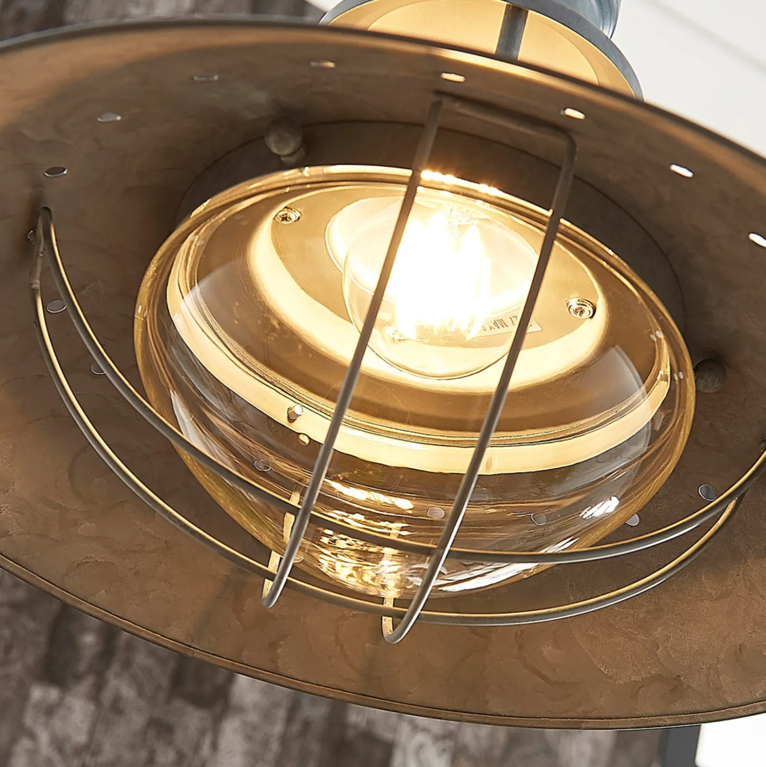 Lindby Pendellampe Louisanne, Ø35cm, grau-grün, Metall, Glas