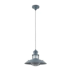 Lindby Pendellampe Louisanne, Ø35cm, grau-grün, Metall, Glas